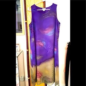 Purple Watercolor Shift Dress M